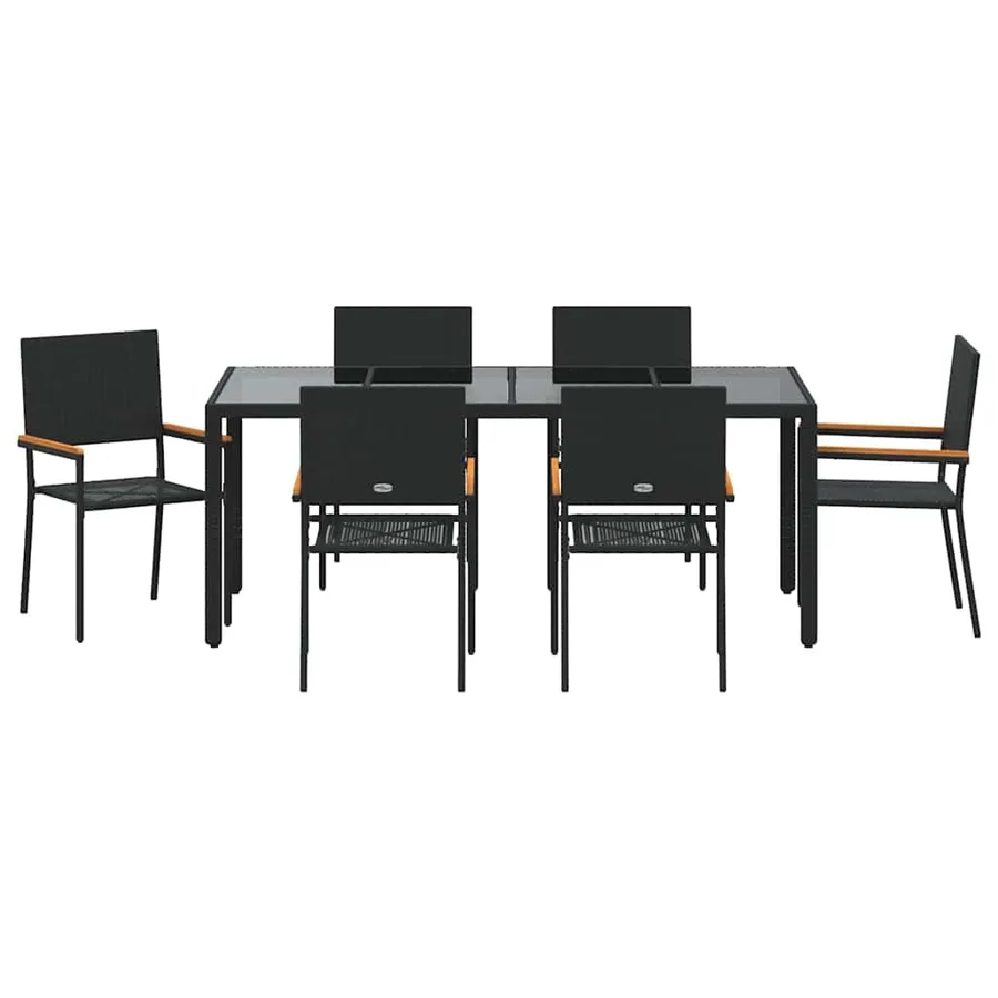 Ensemble de salle à manger pour jardin 7 pcs Noir polyrotin - 7