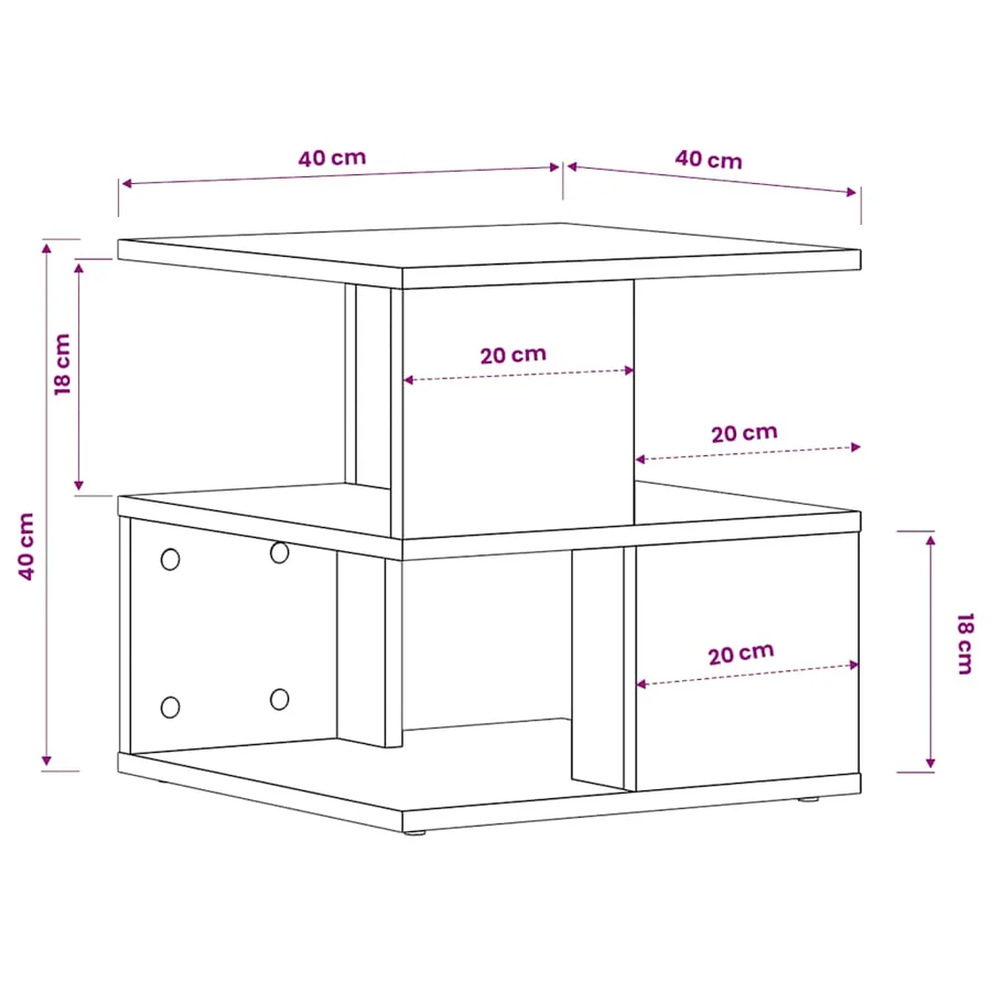 Table d'appoint Blanc 40x40x40 cm Aggloméré - 6