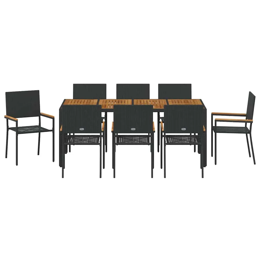 Ensemble de salle à manger pour jardin 9 pcs Noir polyrotin - 7