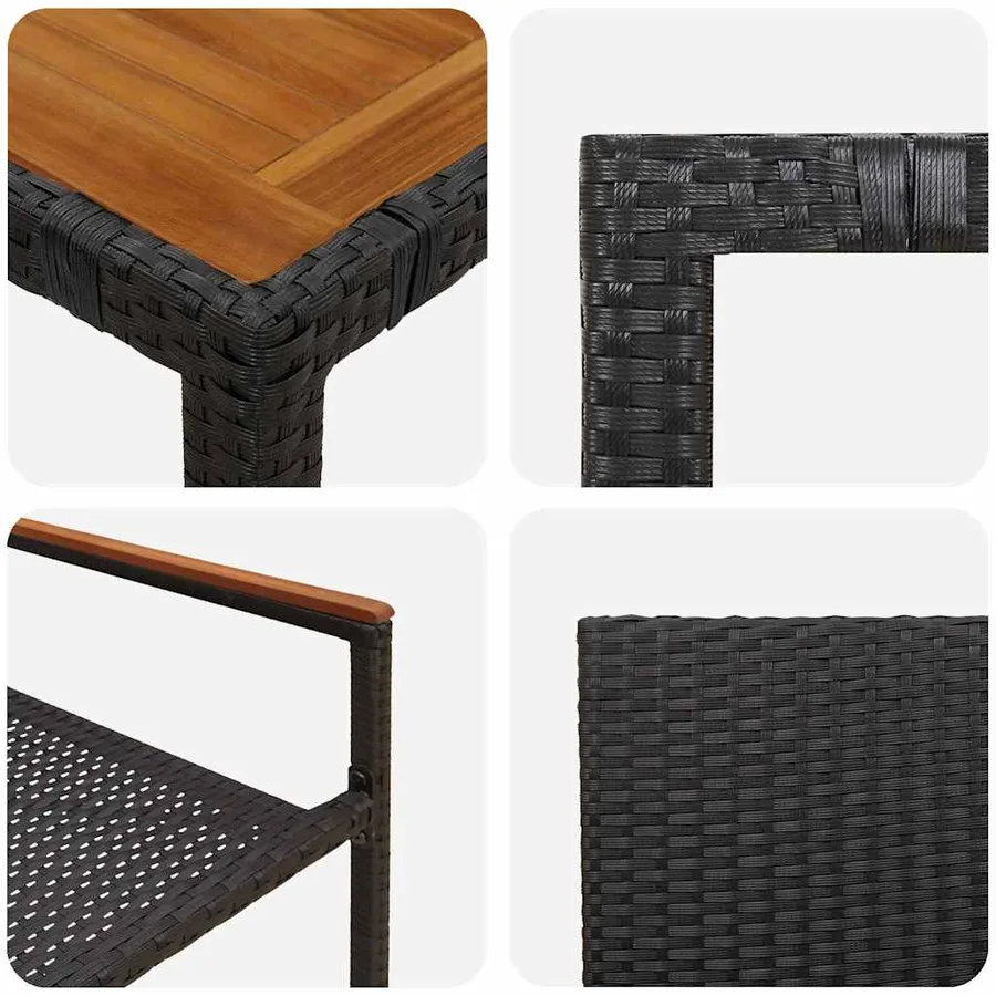 Ensemble de salle à manger pour jardin 9 pcs Noir polyrotin - 9