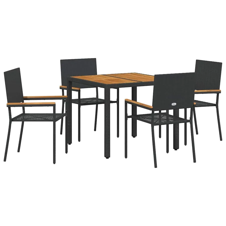 Ensemble de salle à manger pour jardin 5 pcs Noir polyrotin - 2