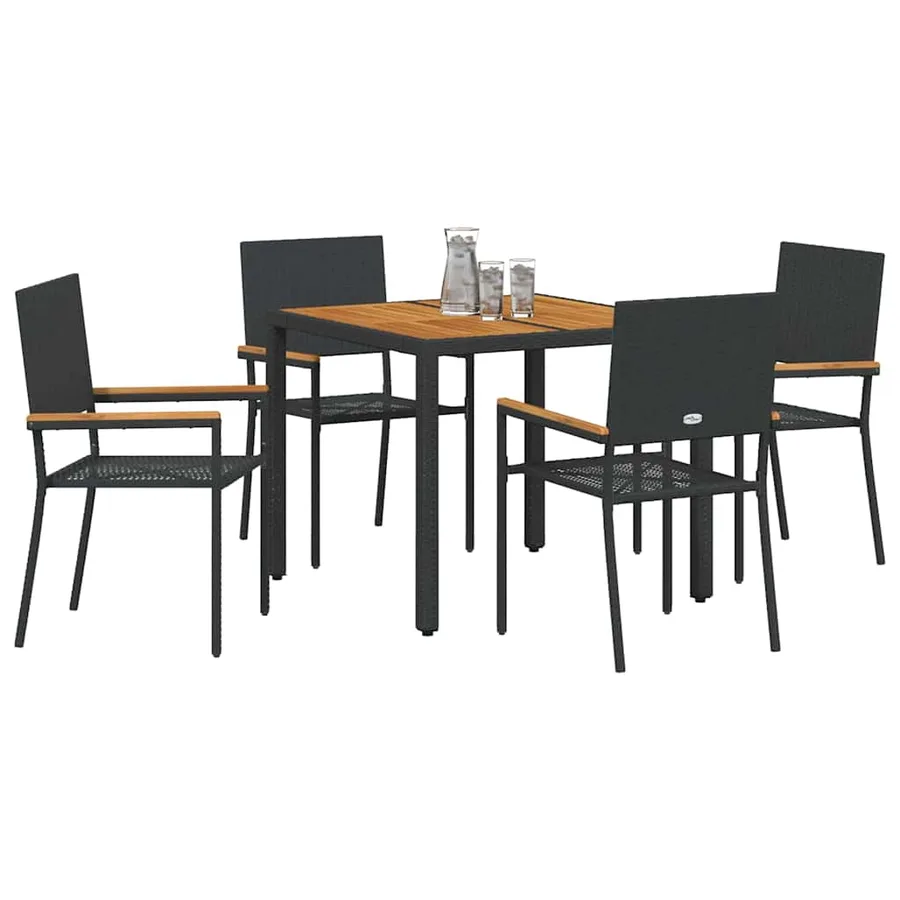 Ensemble de salle à manger pour jardin 5 pcs Noir polyrotin - 3