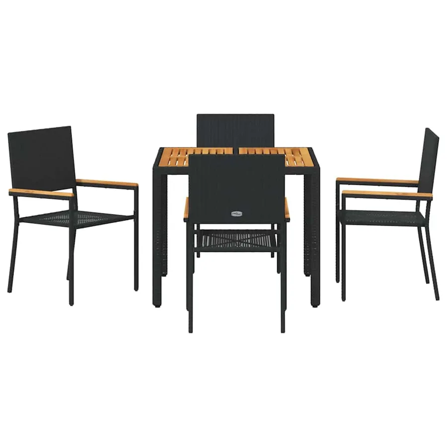 Ensemble de salle à manger pour jardin 5 pcs Noir polyrotin - 7