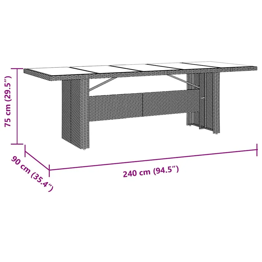 Ensemble de salle à manger pour jardin 11 pcs Beige polyrotin - 11