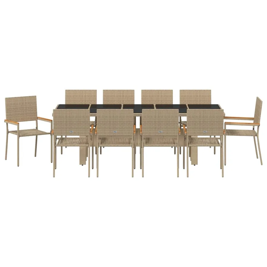 Ensemble de salle à manger pour jardin 11 pcs Beige polyrotin - 7