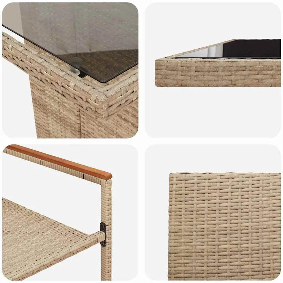 Ensemble de salle à manger pour jardin 11 pcs Beige polyrotin - 9