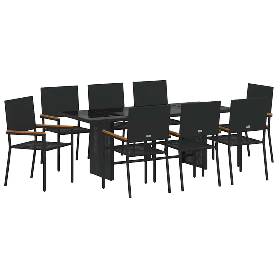 Ensemble de salle à manger pour jardin 9 pcs Noir polyrotin - 2