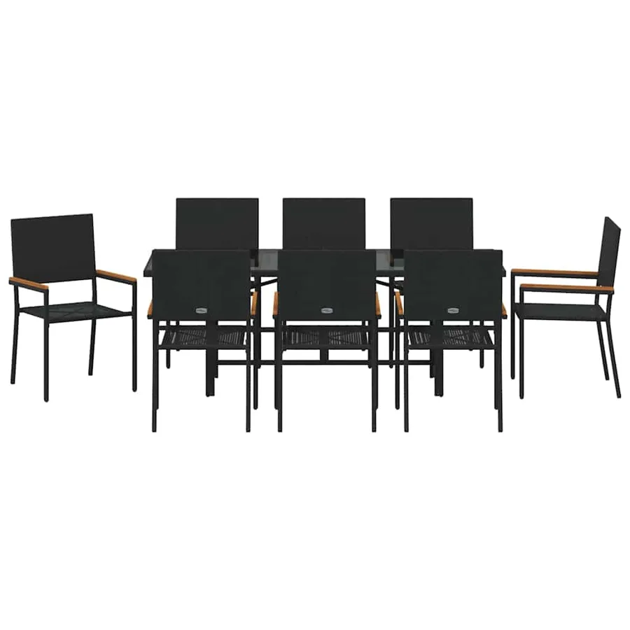 Ensemble de salle à manger pour jardin 9 pcs Noir polyrotin - 7