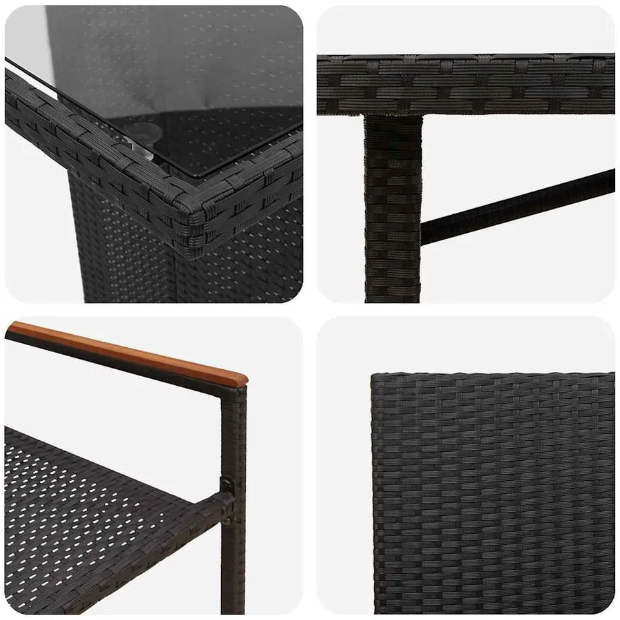 Ensemble de salle à manger pour jardin 9 pcs Noir polyrotin - 9