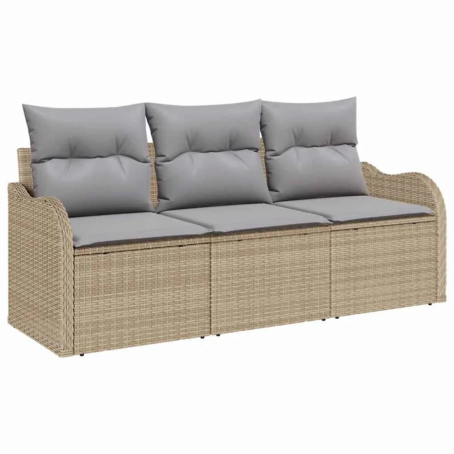 Ensemble de canapé de jardin 3 pcs Beige Poly rotin - 2