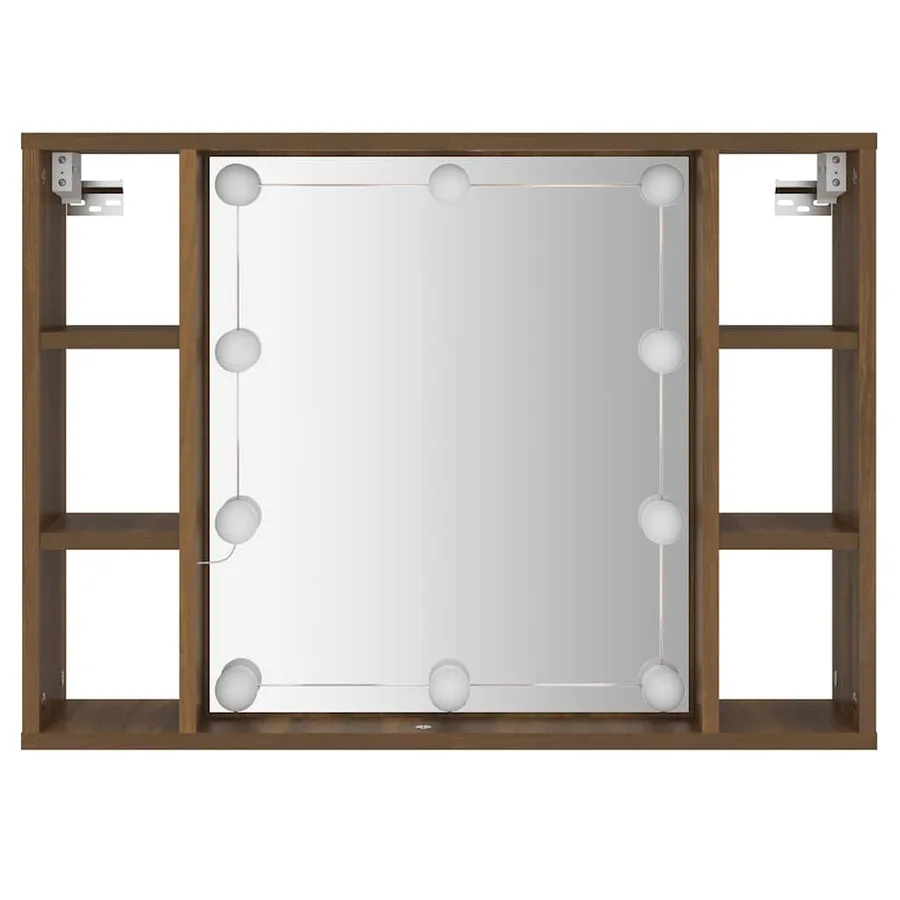 Armoire à miroir avec LED Chêne marron 76x15x55 cm - 7