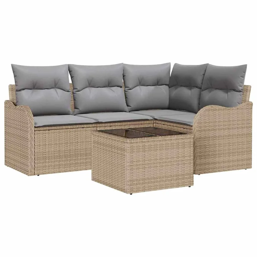 Ensemble de canapé de jardin avec stockage 5 pcs Noir polyrotin - 2