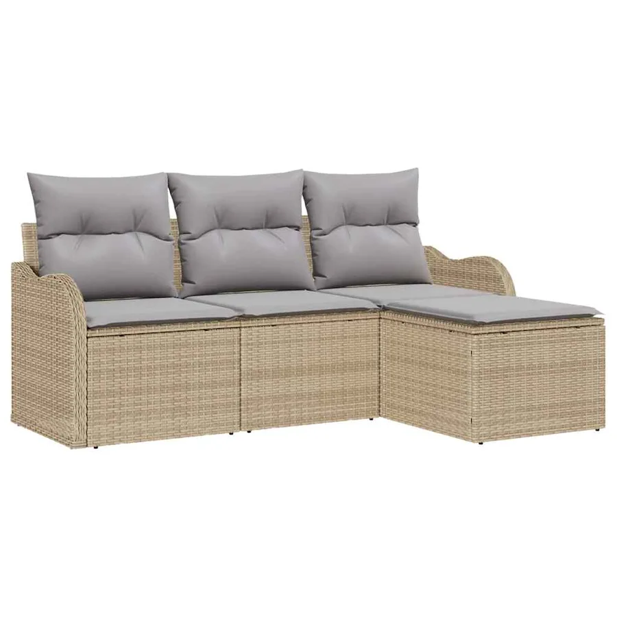 Ensemble de canapé de jardin 4 pcs Beige polyrotin - 2