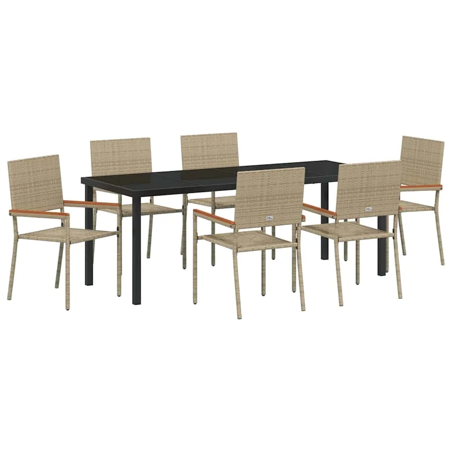 Ensemble de salle à manger pour jardin 7 pcs Beige polyrotin - 2