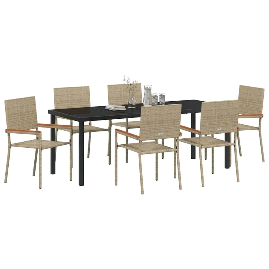 Ensemble de salle à manger pour jardin 7 pcs Beige polyrotin - 3