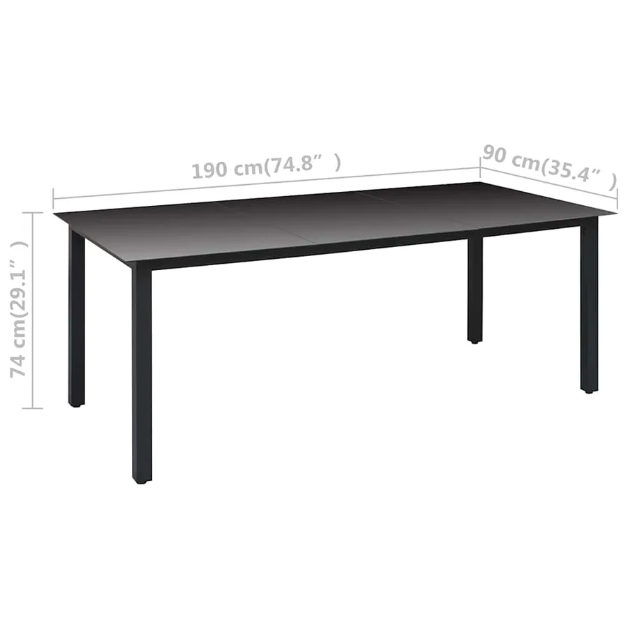 Ensemble à manger de jardin 9 pcs noir et marron - 12