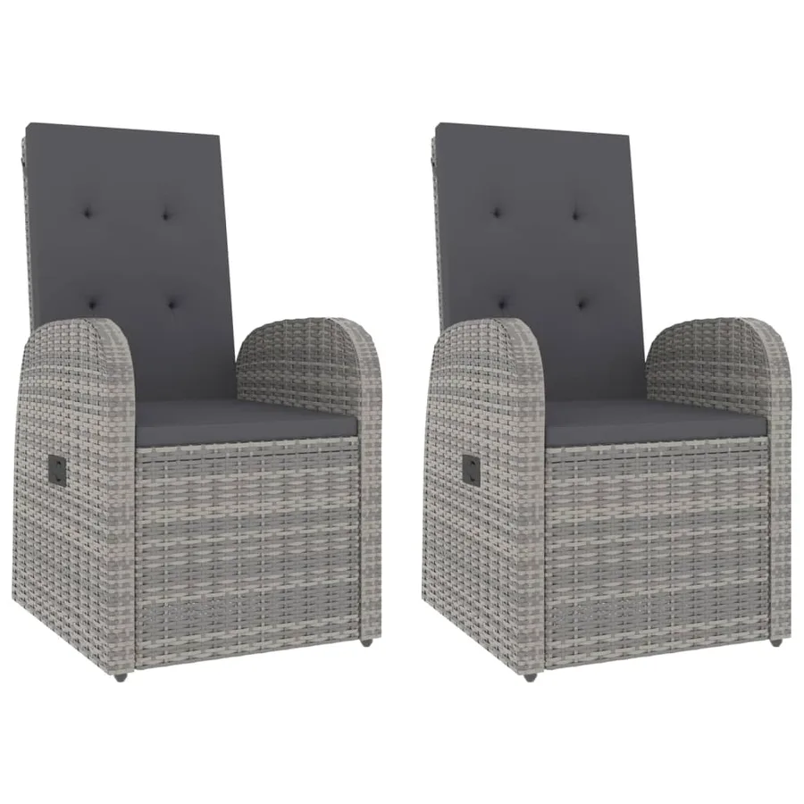 Ensemble de salon de jardin 3 pcs gris poly rotin et acacia - 4