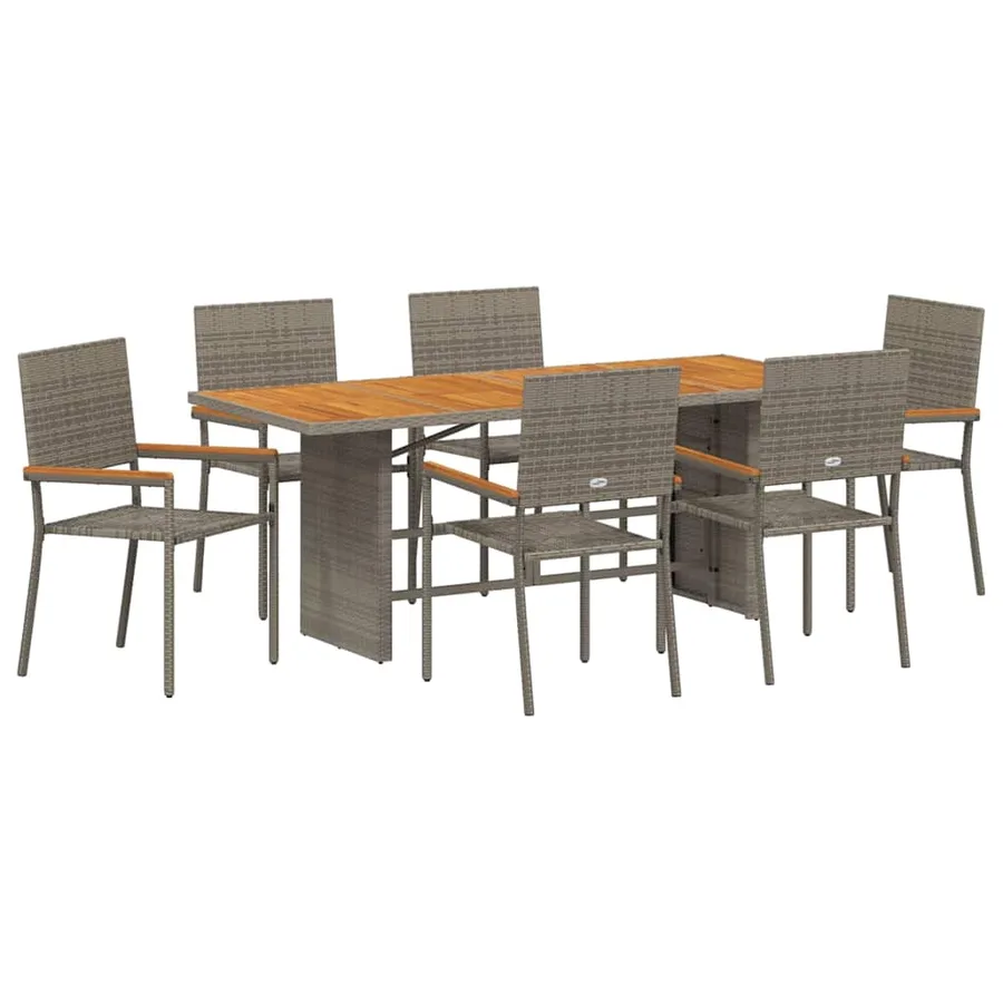 Ensemble de salle à manger pour jardin 7 pcs Gris polyrotin - 2