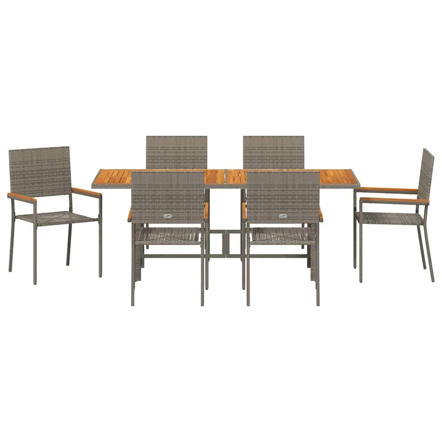 Ensemble de salle à manger pour jardin 7 pcs Gris polyrotin - 7