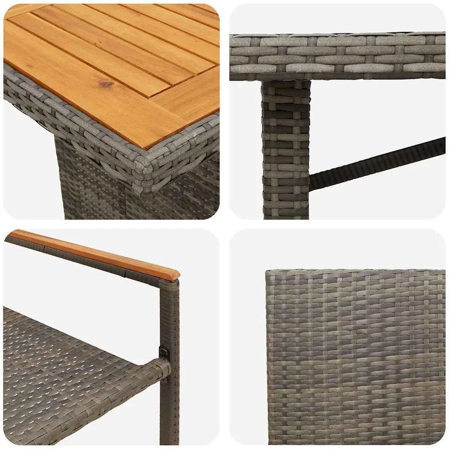 Ensemble de salle à manger pour jardin 7 pcs Gris polyrotin - 9