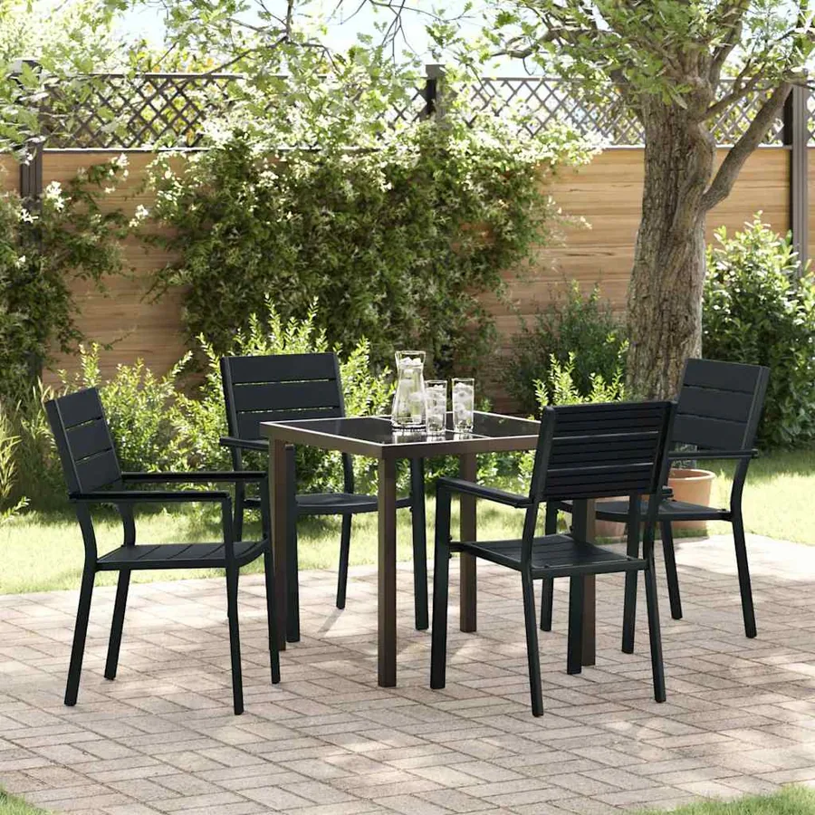 Ensemble de salle à manger pour jardin 5 pcs Noir