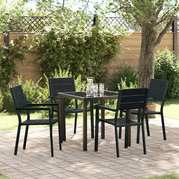Ensemble de salle à manger pour jardin 5 pcs Noir