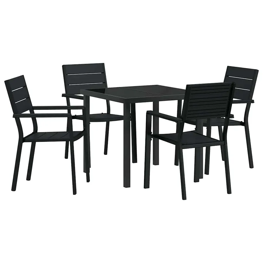 Ensemble de salle à manger pour jardin 5 pcs Noir - 2
