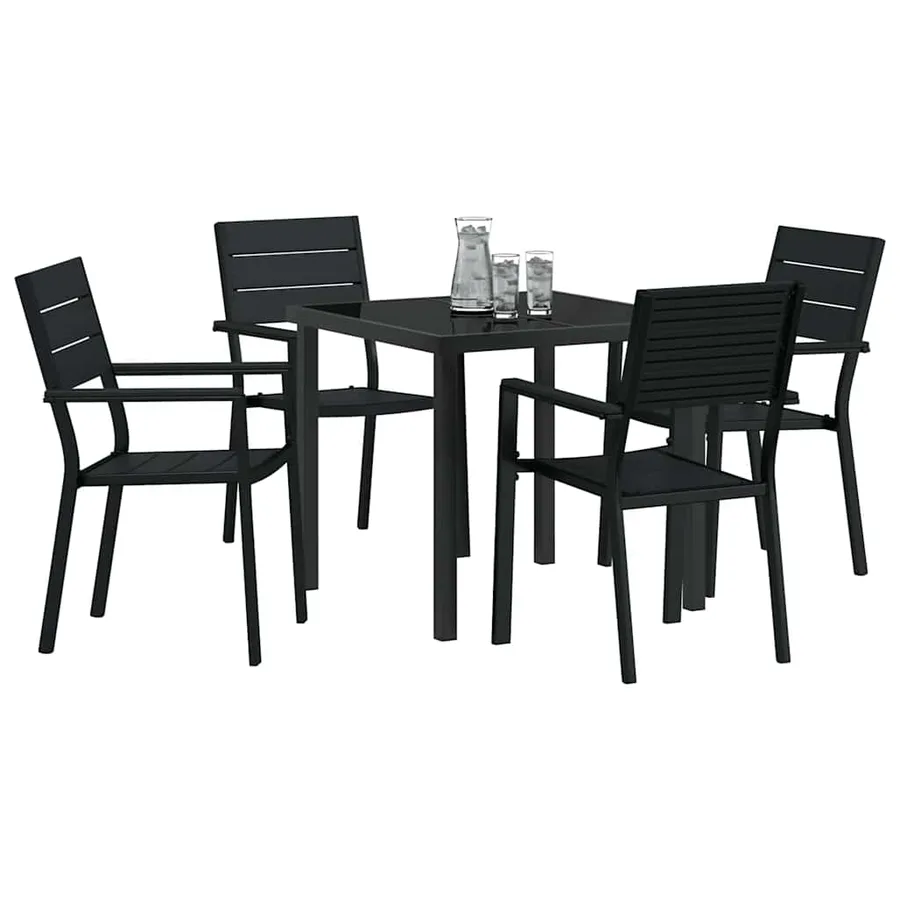 Ensemble de salle à manger pour jardin 5 pcs Noir - 3