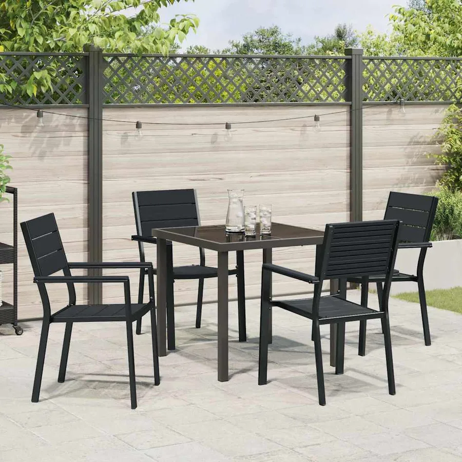 Ensemble de salle à manger pour jardin 5 pcs Noir - 4