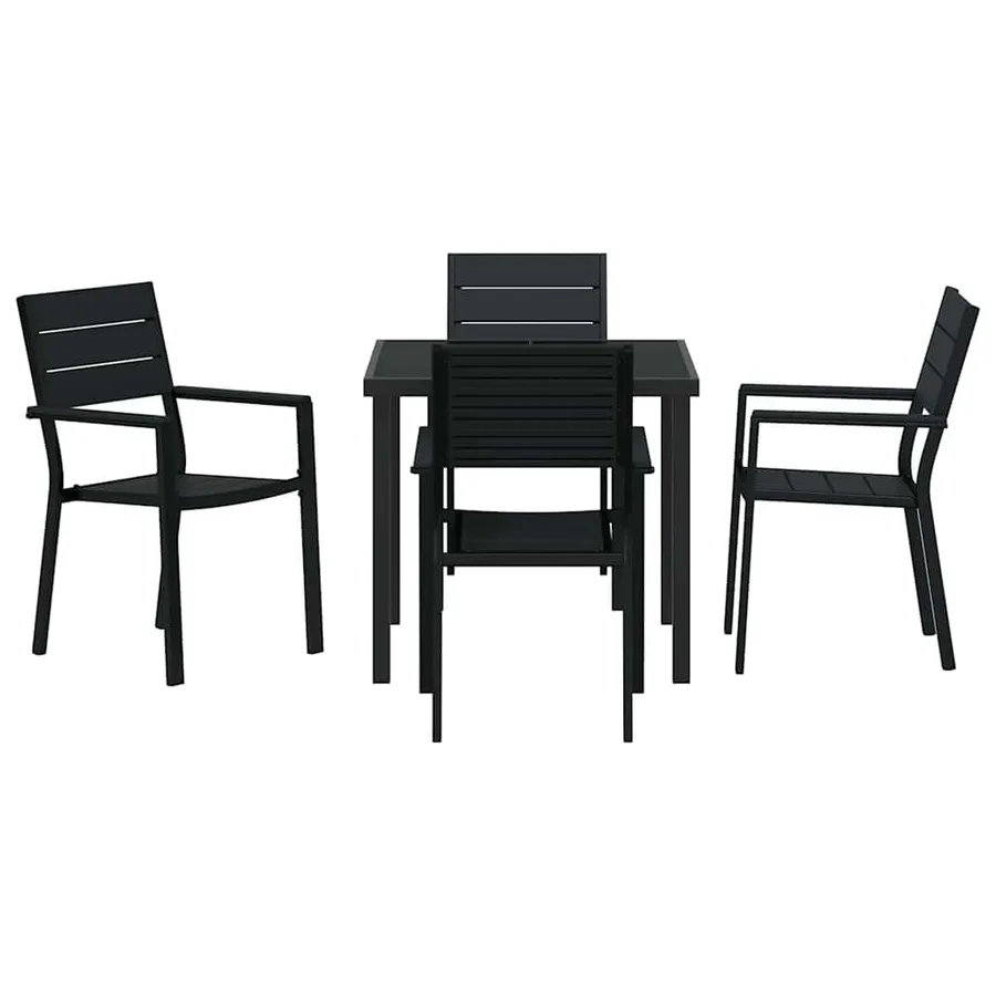 Ensemble de salle à manger pour jardin 5 pcs Noir - 7
