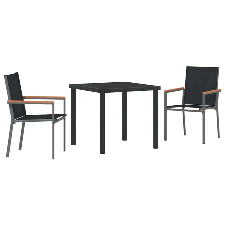 Ensemble de salle à manger pour jardin 3 pcs Noir - 2