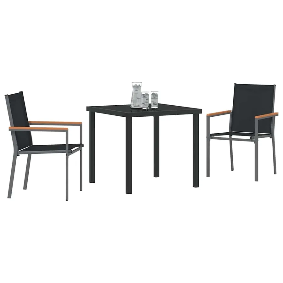 Ensemble de salle à manger pour jardin 3 pcs Noir - 3