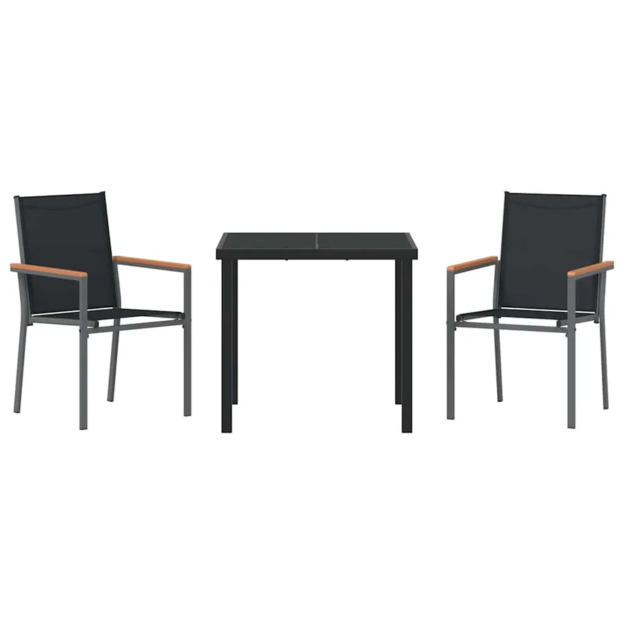 Ensemble de salle à manger pour jardin 3 pcs Noir - 7