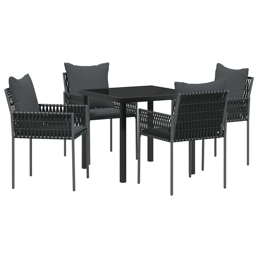 Ensemble de salle à manger pour jardin 5 pcs Noir et gris - 2