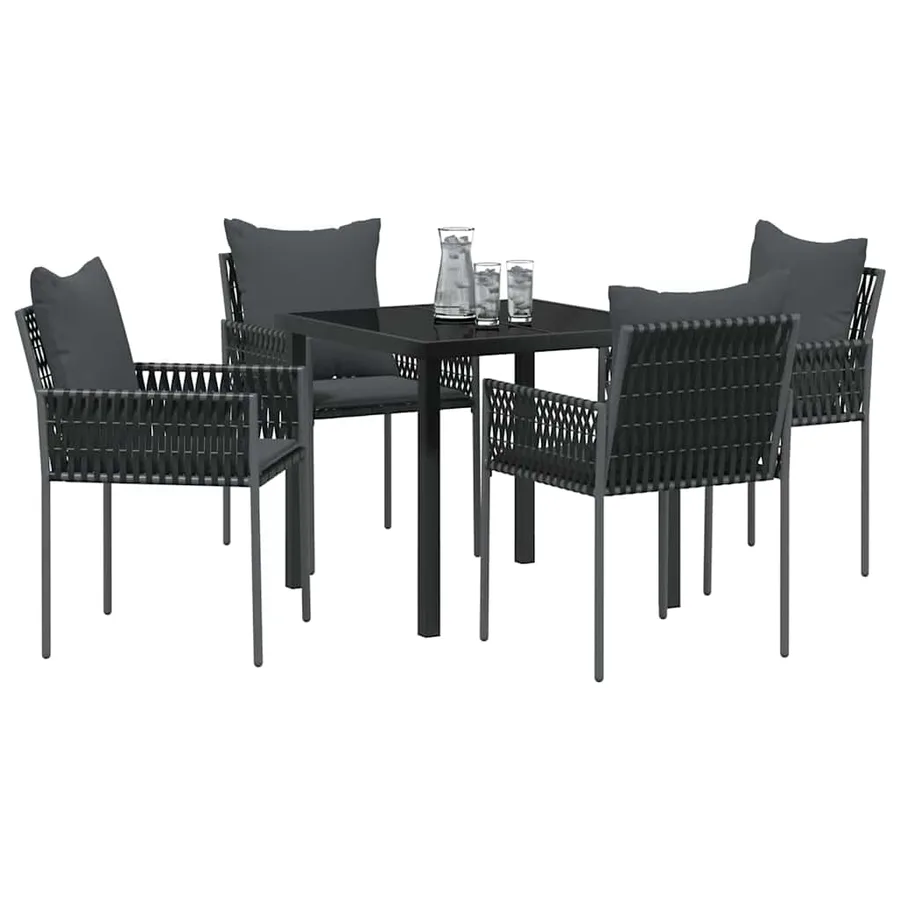 Ensemble de salle à manger pour jardin 5 pcs Noir et gris - 3