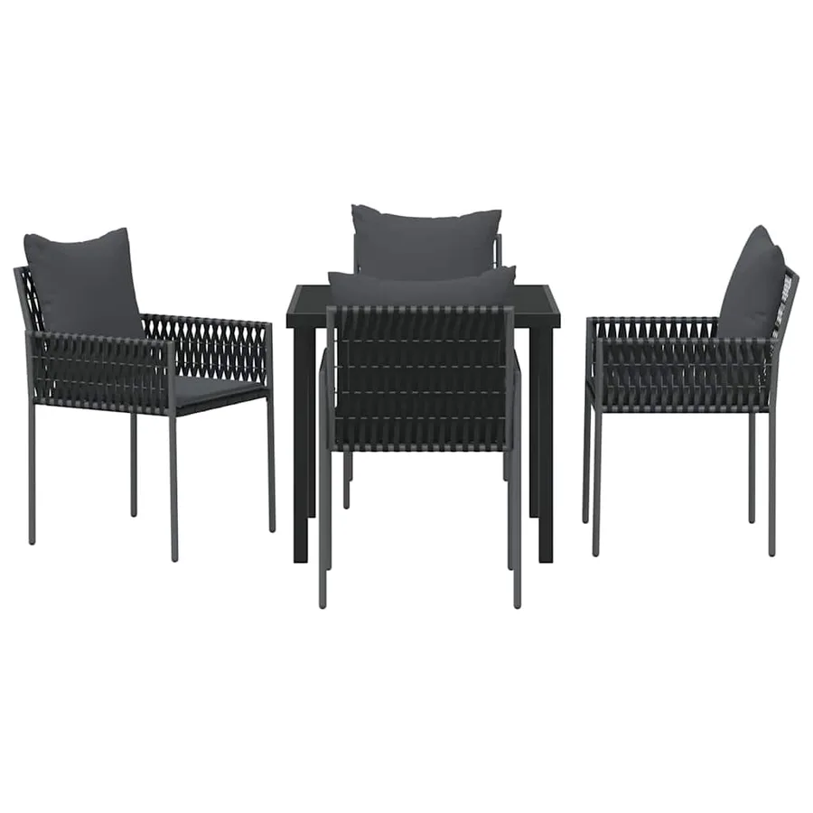 Ensemble de salle à manger pour jardin 5 pcs Noir et gris - 7