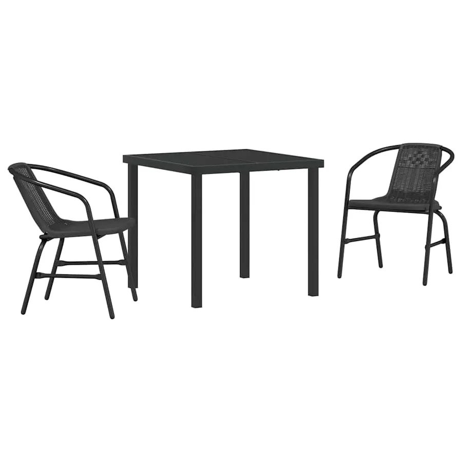 Ensemble de salle à manger pour jardin 3 pcs Noir - 2