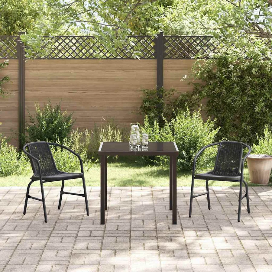 Ensemble de salle à manger pour jardin 3 pcs Noir - 4