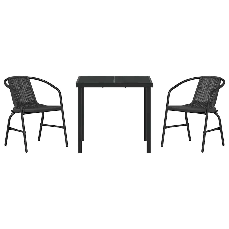 Ensemble de salle à manger pour jardin 3 pcs Noir - 7