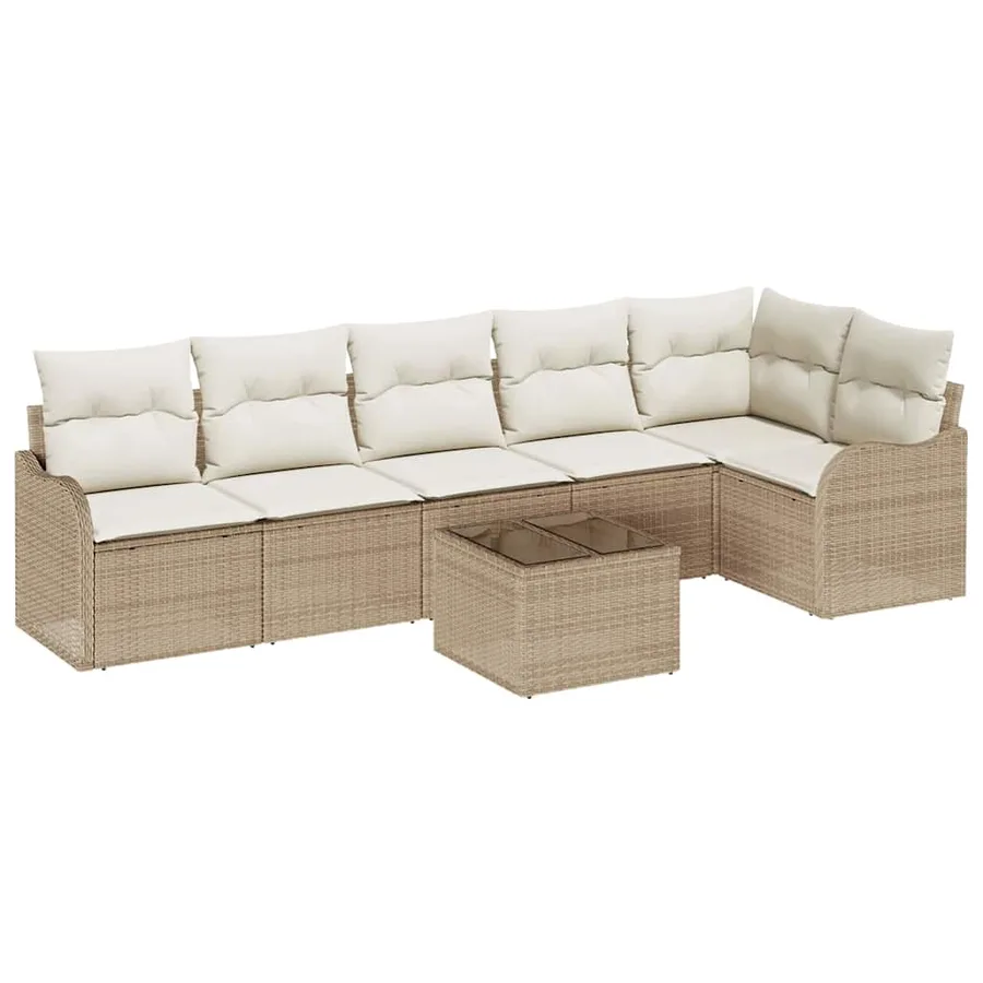 Ensemble de canapé de jardin 7 pcs Marron Poly rotin - 2