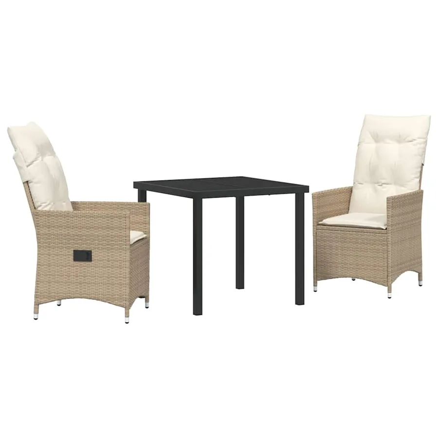Ensemble de salle à manger pour jardin 3 pcs Beige polyrotin - 2