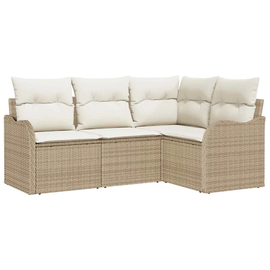 Ensemble de canapé de jardin 4 pcs Beige polyrotin - 2