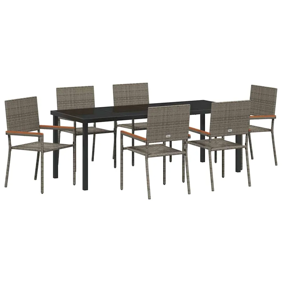 Ensemble de salle à manger pour jardin 7 pcs Gris polyrotin - 2