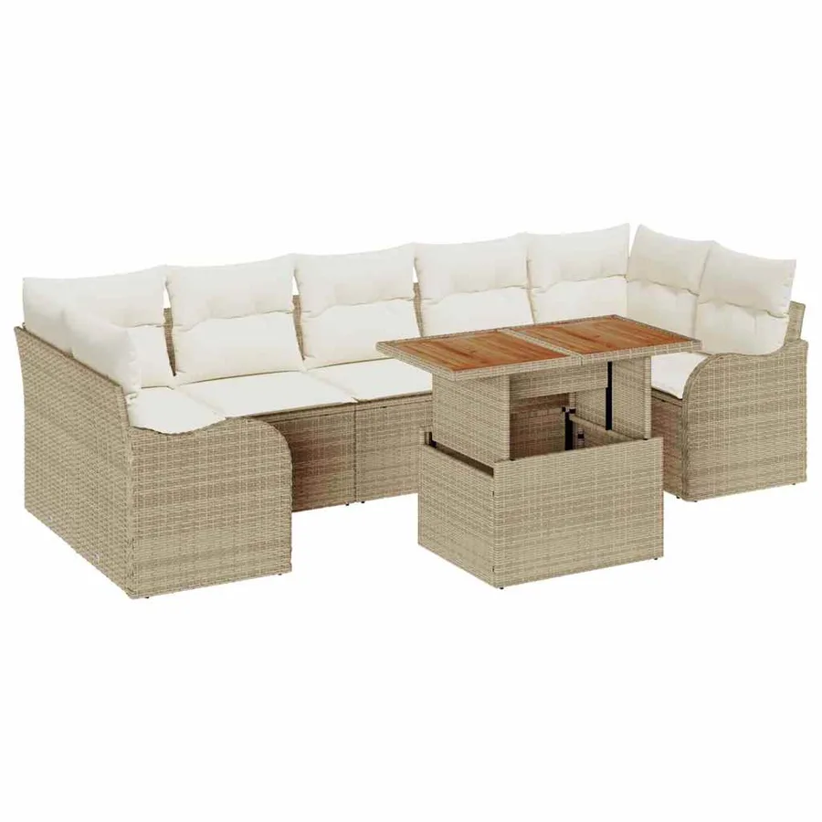 Ensemble de canapé de jardin 8 pcs Beige Poly rotin - 2