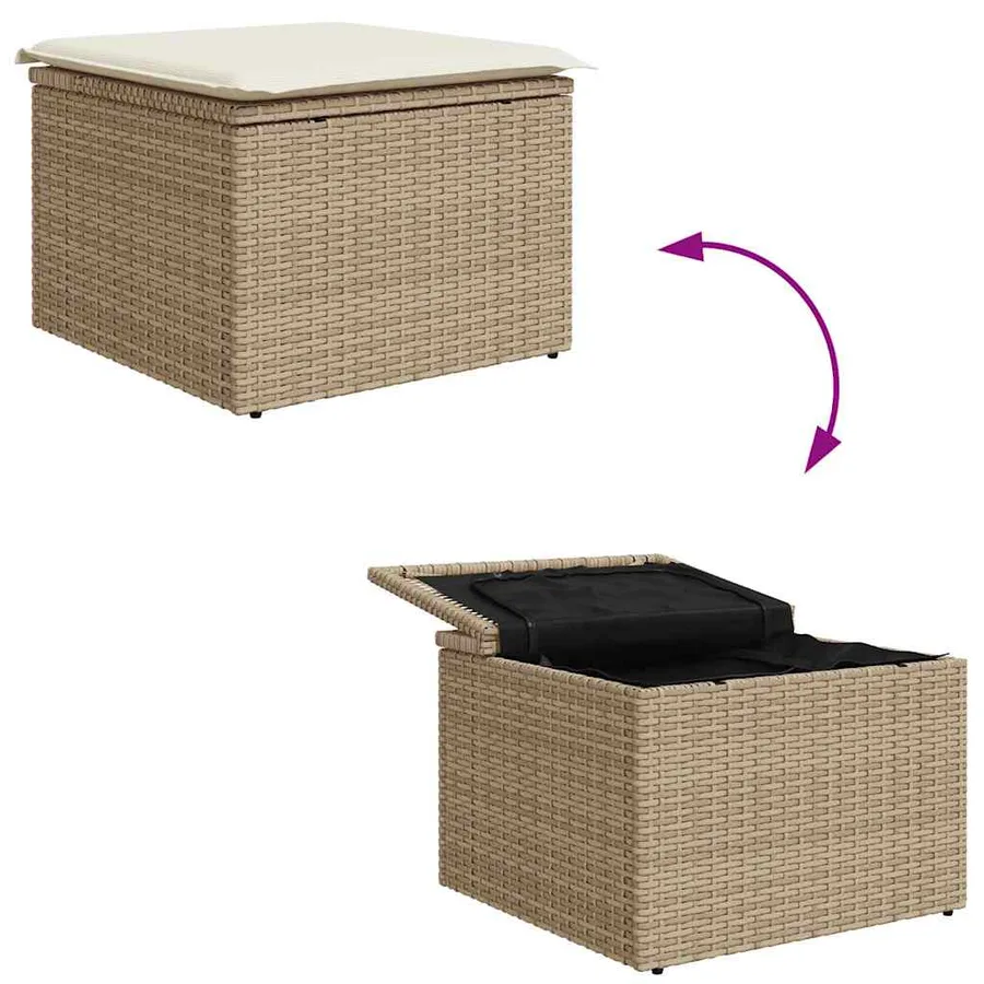 Ensemble de canapé de jardin 9 pcs Beige Poly rotin - 16