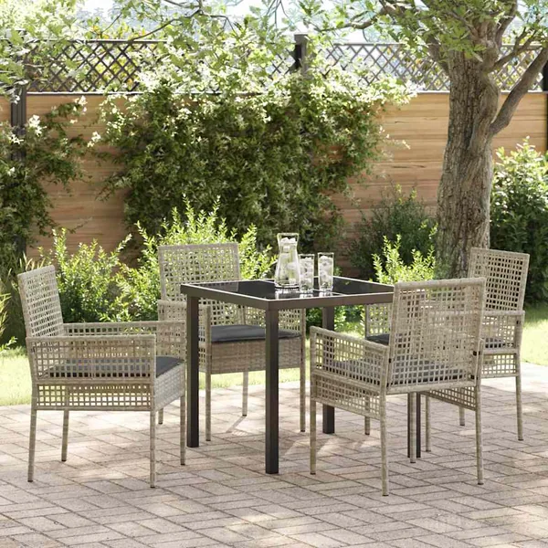 Ensemble de salle à manger pour jardin 5 pcs Gris clair