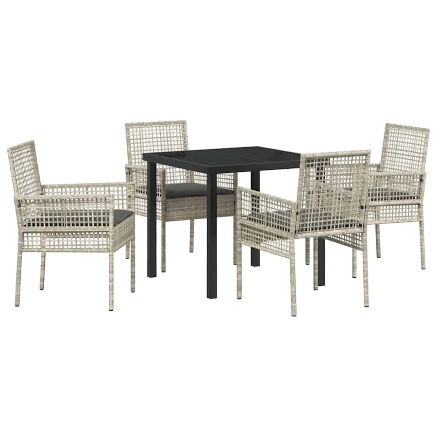 Ensemble de salle à manger pour jardin 5 pcs Gris clair - 2