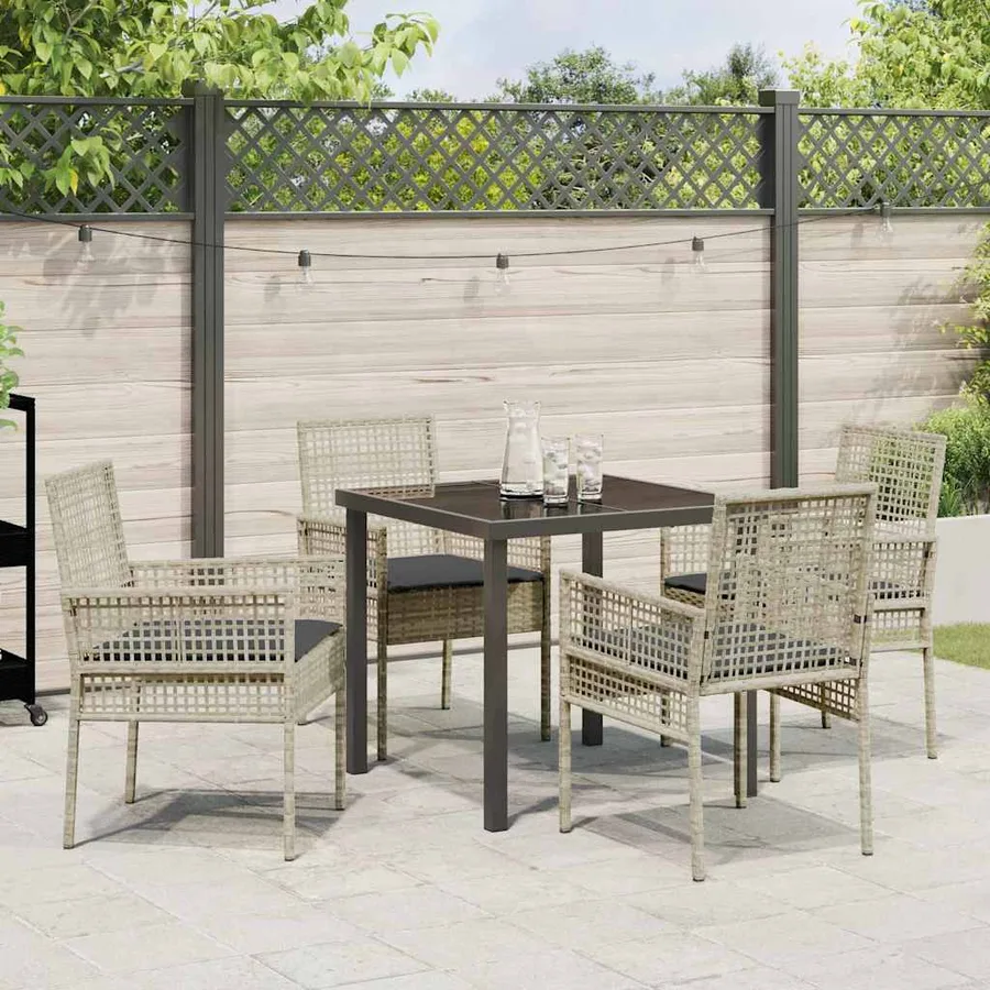 Ensemble de salle à manger pour jardin 5 pcs Gris clair - 4