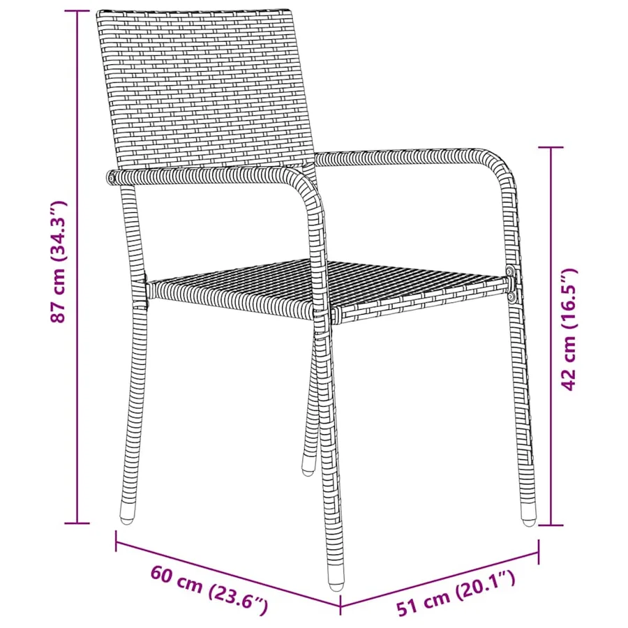 Ensemble de salle à manger pour jardin 3 pcs Noir polyrotin - 10