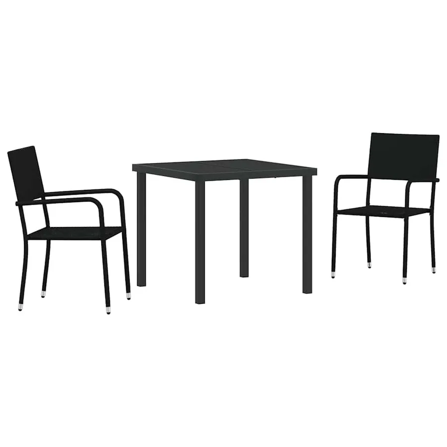 Ensemble de salle à manger pour jardin 3 pcs Noir polyrotin - 2